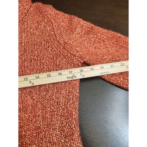 LOFT Women's Pointelle Mixed Ribbed Turtle Neck Pullover Sweater Orange Size M - Picture 4 of 5